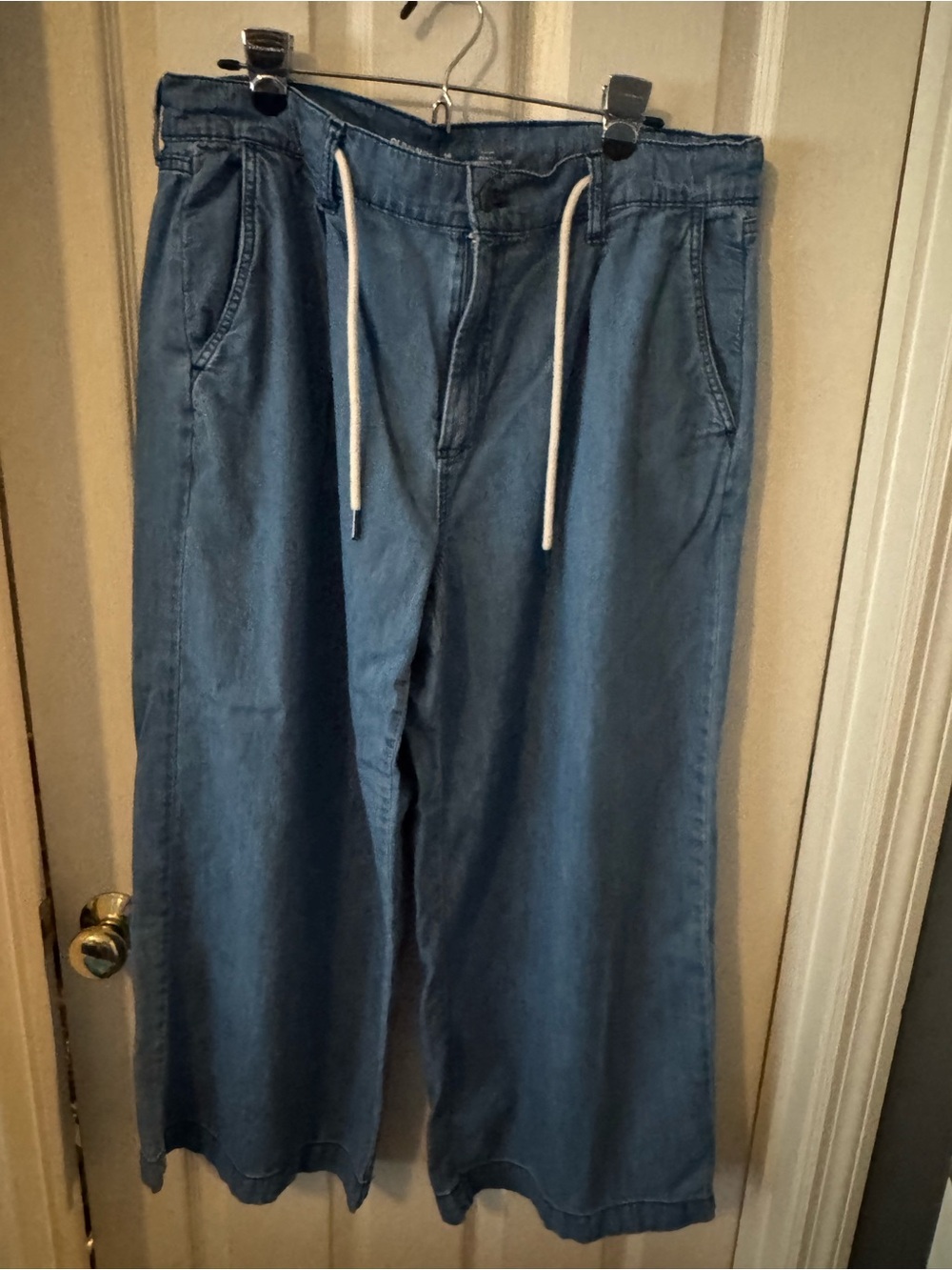 Old Navy Women’s Relaxed Wide-Leg Drawstring Jeans - Blue